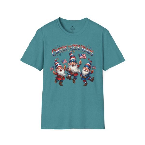 4926264770112415217_2048.jpeg Patriotic Gnomes T-Shirt — "Cheers to 250 Years" Vintage 4th of July Graphic Tee