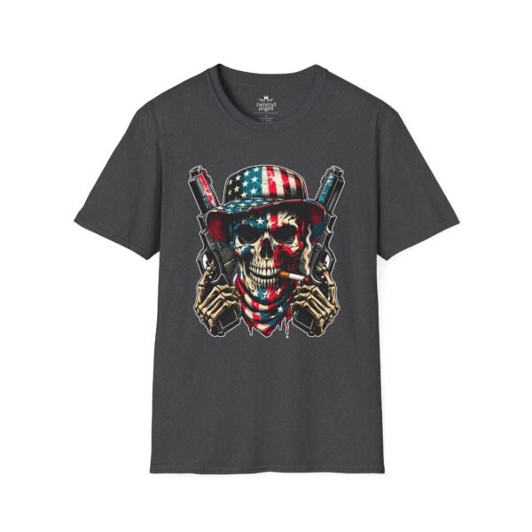 4972389550629757753_2048.jpeg Skull & Pistols American Flag T-Shirt — Patriotic Biker Skull Graphic Tee