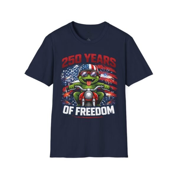 5043688860287143296_2048.jpeg 250 Years of Freedom Motorcycle Frog T-Shirt — Patriotic 4th of July Tee