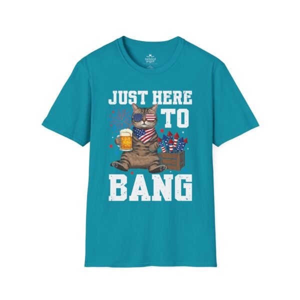 5073042467753032413_2048.jpeg Just Here to Bang T-Shirt — Funny Patriotic Cat Beer 4th of July Tee