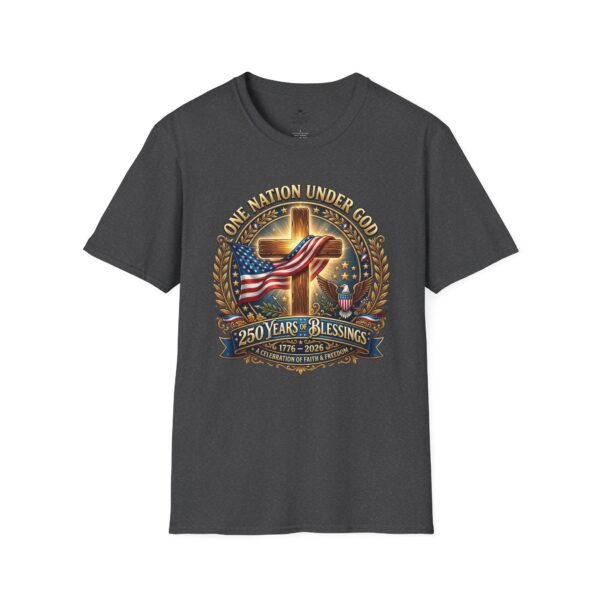 5401443001649741130_2048.jpeg Patriotic Cross T-Shirt – "One Nation Under God" 250 Years Blessings USA Flag Design