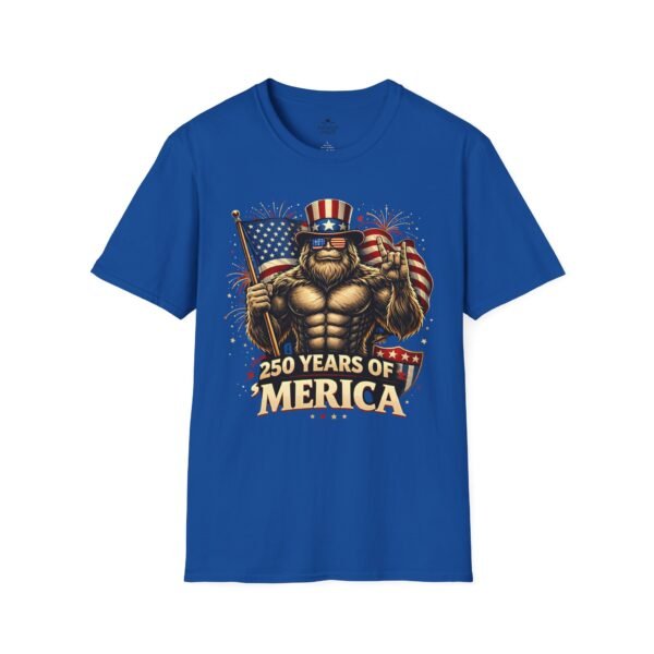 250 Years of 'Merica T-Shirt — Patriotic American Flag Bigfoot Graphic Tee