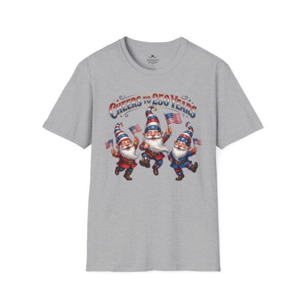 5730223785761460638_2048.jpeg Patriotic Gnomes T-Shirt — "Cheers to 250 Years" Vintage 4th of July Graphic Tee