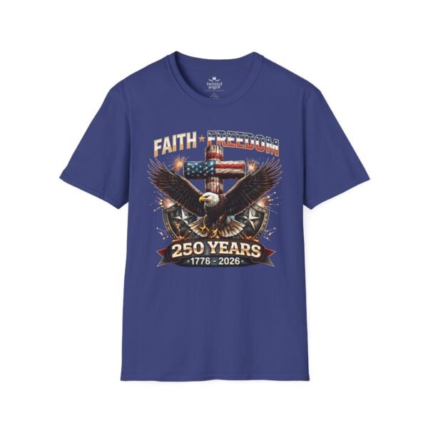 250 Years Faith & Freedom Eagle T-Shirt — 1776–2026 Patriotic American Anniversary Tee