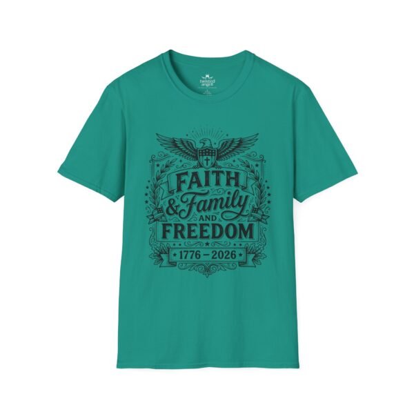Faith, Family & Freedom 1776-2026 T-Shirt — Patriotic Vintage Eagle Tee