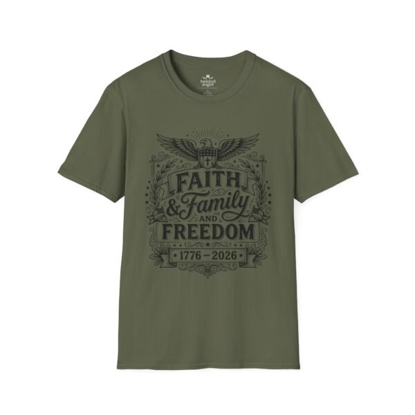 Faith, Family & Freedom 1776-2026 T-Shirt — Patriotic Vintage Eagle Tee