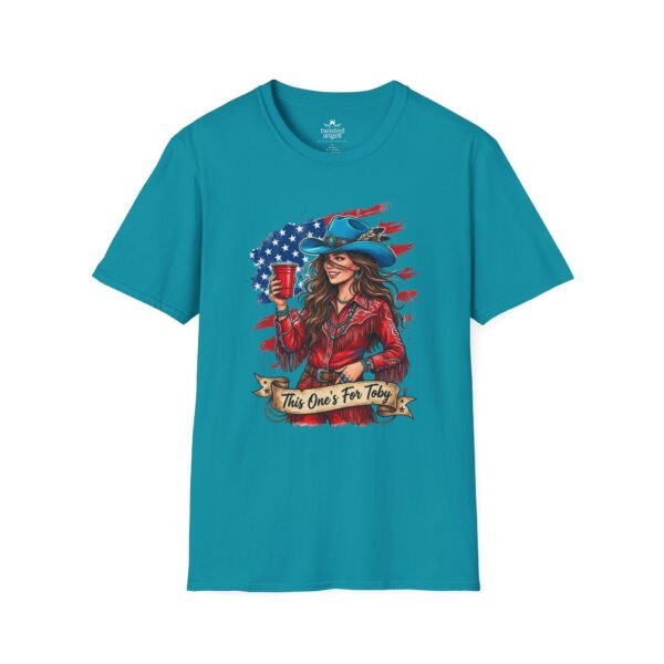 6016466579091029775_2048.jpeg Cowgirl Flag T-Shirt — "This One's For Toby" Patriotic Rodeo Tee