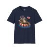 Patriotic Raccoon Pool Float T-Shirt — Cute 4th of July American Flag Tee