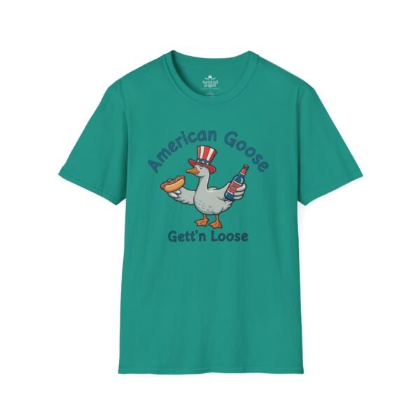 6294882156054759672_2048.jpeg Patriotic American Goose 'Gett'n Loose' T-Shirt