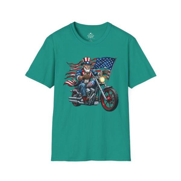6365057309273443057_2048.jpeg Uncle Sam Riding Motorcycle - Patriotic Flag T-shirt