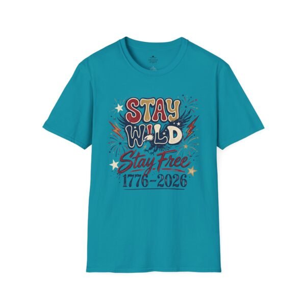 Stay Wild Stay Free 1776-2026 T-Shirt — Retro Patriotic Independence Tee