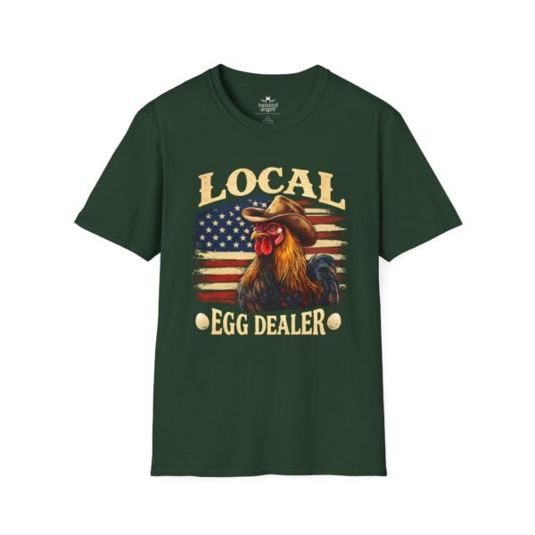 6854923099700236217_2048.jpeg Local Egg Dealer T-Shirt — Funny Rooster & American Flag Chicken Farm Tee