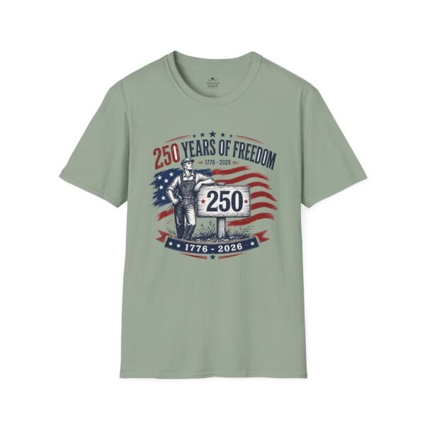 250 Years of Farmer Freedom T-Shirt — 1776–2026 Patriotic American Flag Tee