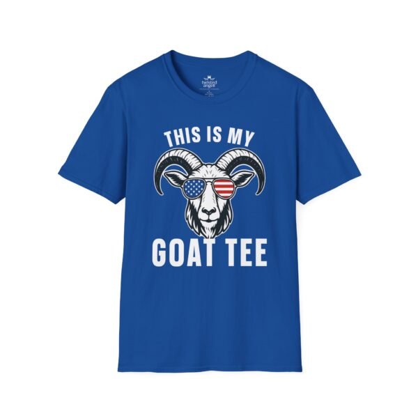 7577626199899173036_2048.jpeg This Is My Goat Tee T-Shirt – American Flag Sunglasses Graphic