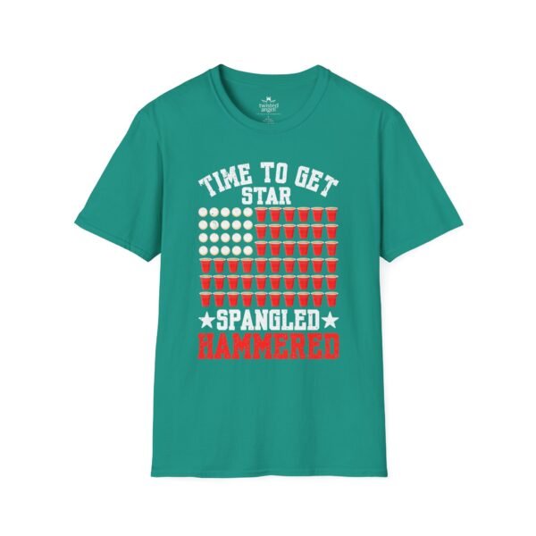 7779133211721306392_2048.jpeg Spangled Hammered T-Shirt – 'Time to Get Star Spangled Hammered' Patriotic Beer Flag Tee