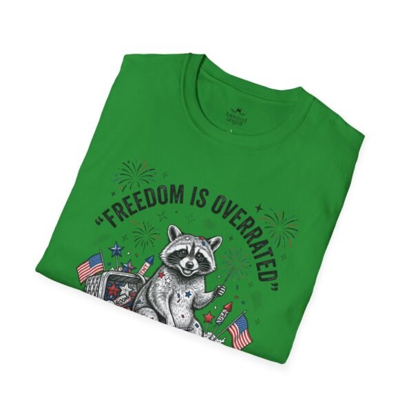 Stay Feral Raccoon T-Shirt — "Freedom Is Overrated" Patriotic Funny Tee