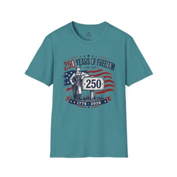 250 Years of Farmer Freedom T-Shirt — 1776–2026 Patriotic American Flag Tee