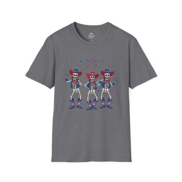 8197444984237483249_2048.jpeg Skeleton Trio Fireworks T-Shirt — Patriotic Cowboy Dance Tee