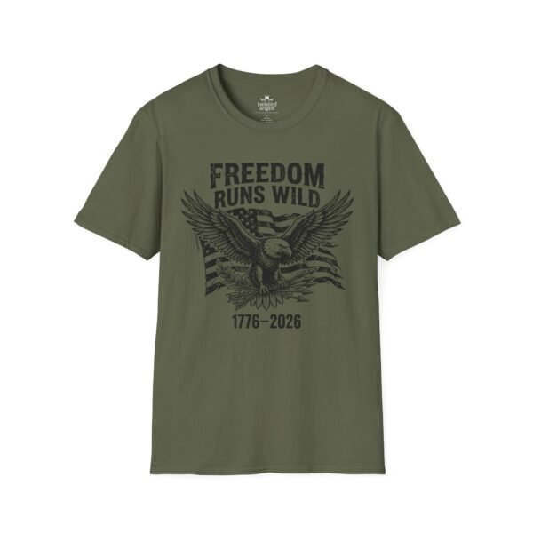 Freedom Runs Wild Eagle T-Shirt — 1776–2026 Patriotic Vintage Tee