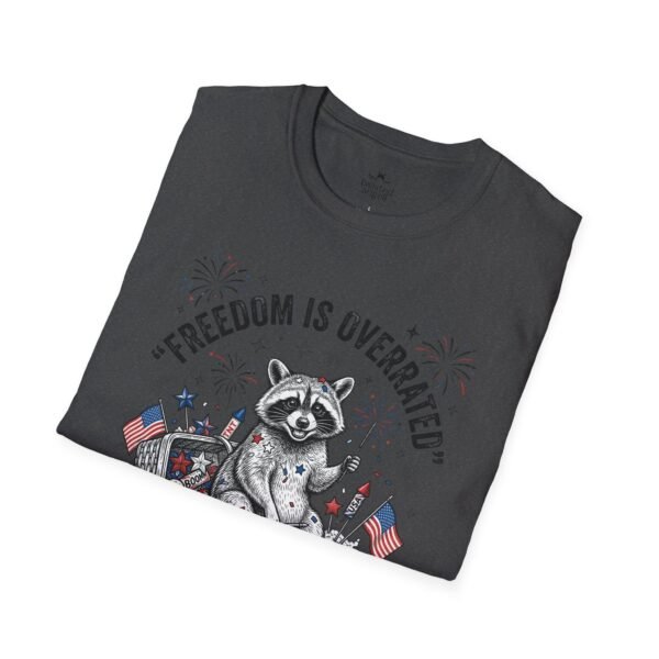 Stay Feral Raccoon T-Shirt — "Freedom Is Overrated" Patriotic Funny Tee
