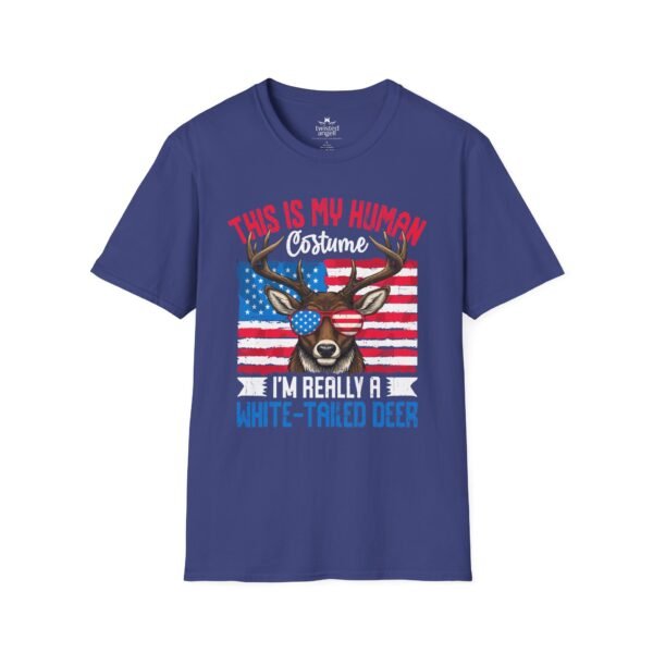 8793825275738882922_2048.jpeg White-Tailed Deer Costume T-Shirt — “This Is My Human Costume” Patriotic Deer Tee