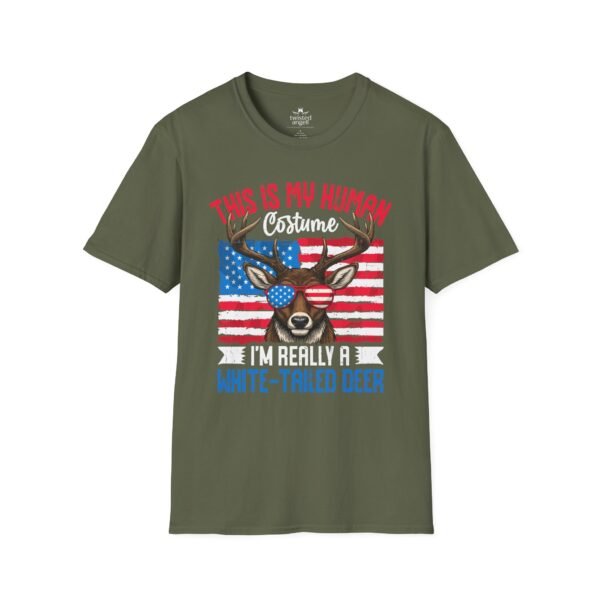 8815315001039245392_2048.jpeg White-Tailed Deer Costume T-Shirt — “This Is My Human Costume” Patriotic Deer Tee