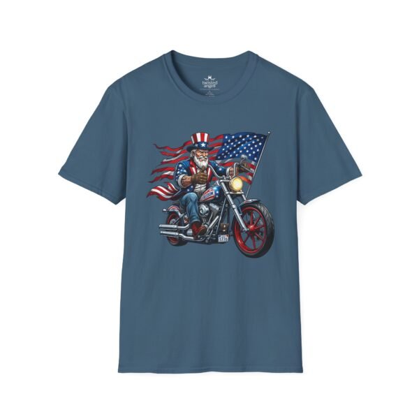 8822454485218668876_2048.jpeg Uncle Sam Riding Motorcycle - Patriotic Flag T-shirt