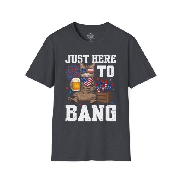 8877057179854333892_2048.jpeg Just Here to Bang T-Shirt — Funny Patriotic Cat Beer 4th of July Tee