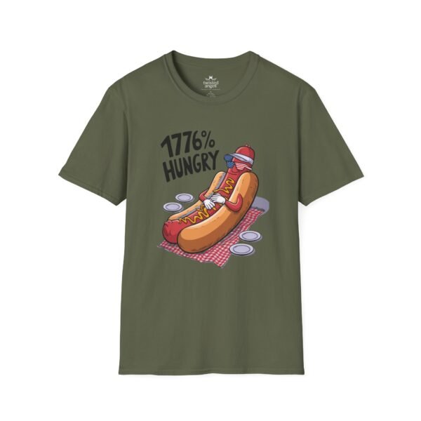 9085599765602085471_2048.jpeg 1776% Hungry Hot Dog T-Shirt — Funny Patriotic BBQ Grill Tee