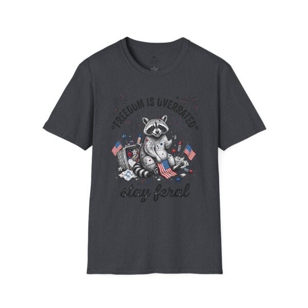 Stay Feral Raccoon T-Shirt — "Freedom Is Overrated" Patriotic Funny Tee