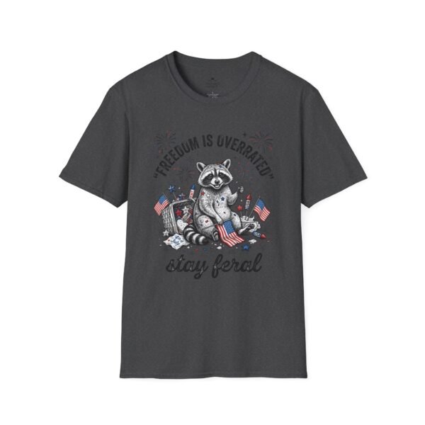 Stay Feral Raccoon T-Shirt — "Freedom Is Overrated" Patriotic Funny Tee
