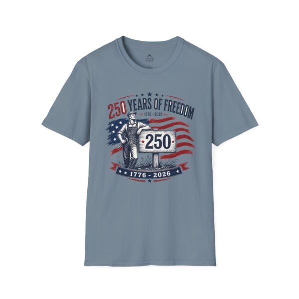 250 Years of Farmer Freedom T-Shirt — 1776–2026 Patriotic American Flag Tee