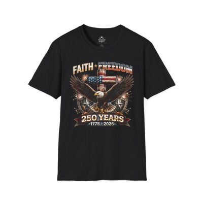 250 Years Faith & Freedom Eagle T-Shirt — 1776–2026 Patriotic American Anniversary Tee