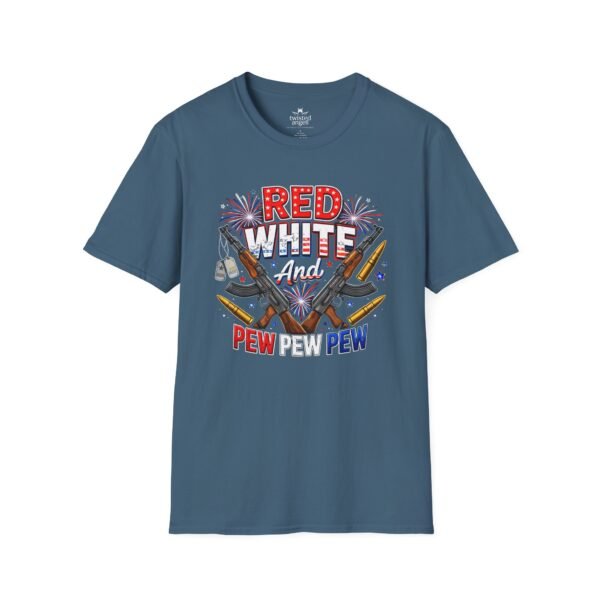 9611200473214360898_2048.jpeg Red White And Pew Pew Pew T-Shirt – Patriotic Firearm 4th of July Tee