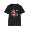 Patriotic Raccoon Pool Float T-Shirt — Cute 4th of July American Flag Tee